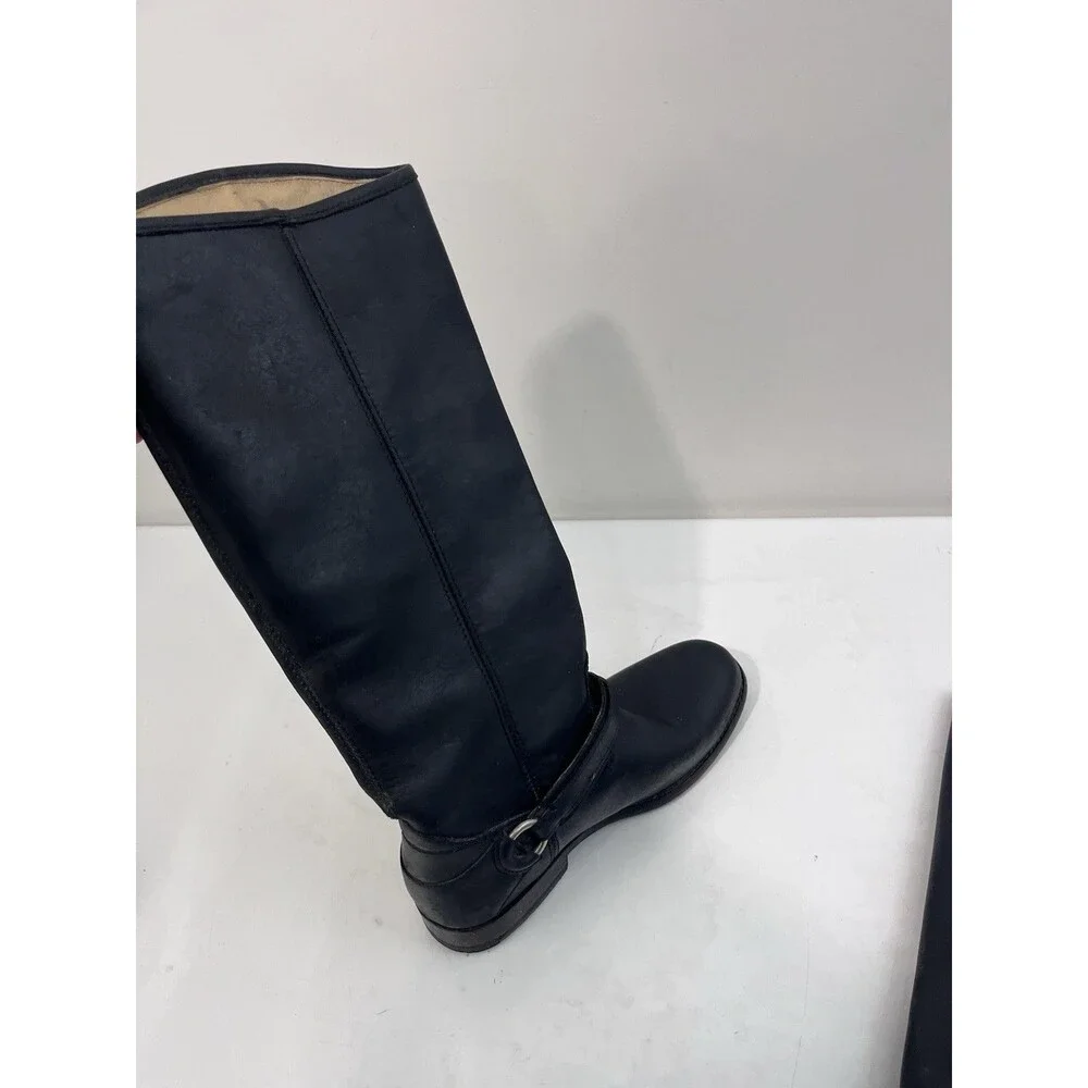 Frye Phillip Harness Women's Tall Boots Size 8.5  Black Leather Pull On Riding